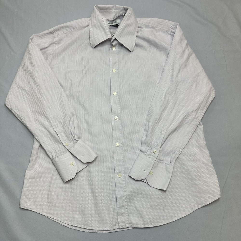 Versace Collection Shirt Mens 17.5 34/35 44 Purple Herringbone City Dress Office